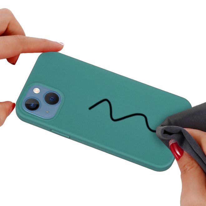 Coque pour iPhone 14 Plus - Souple - Silicone liquide - Vert foncé