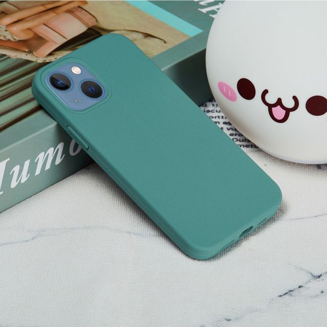 Coque pour iPhone 14 Plus - Souple - Silicone liquide - Vert foncé