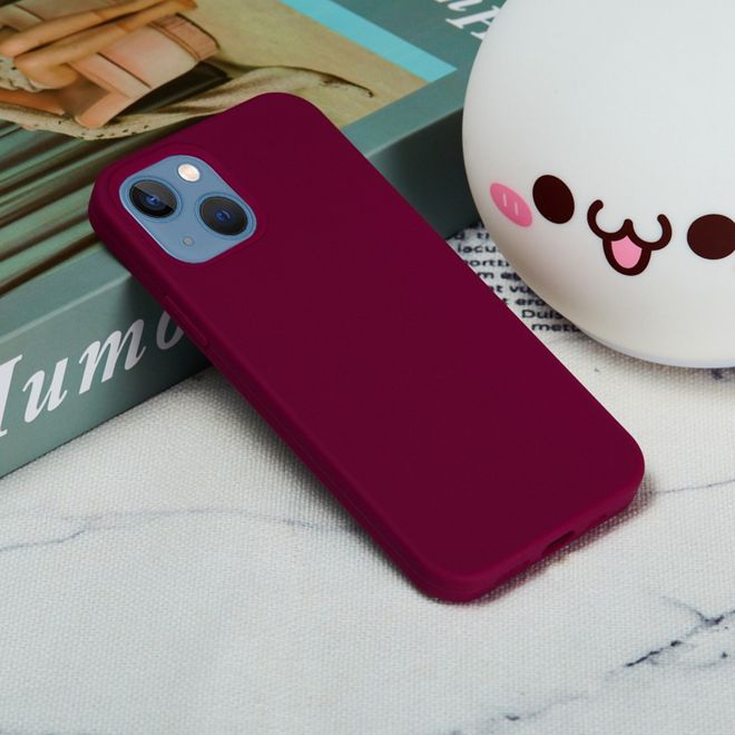 Coque pour iPhone 14 Plus - Souple - Silicone liquide - Bordeaux