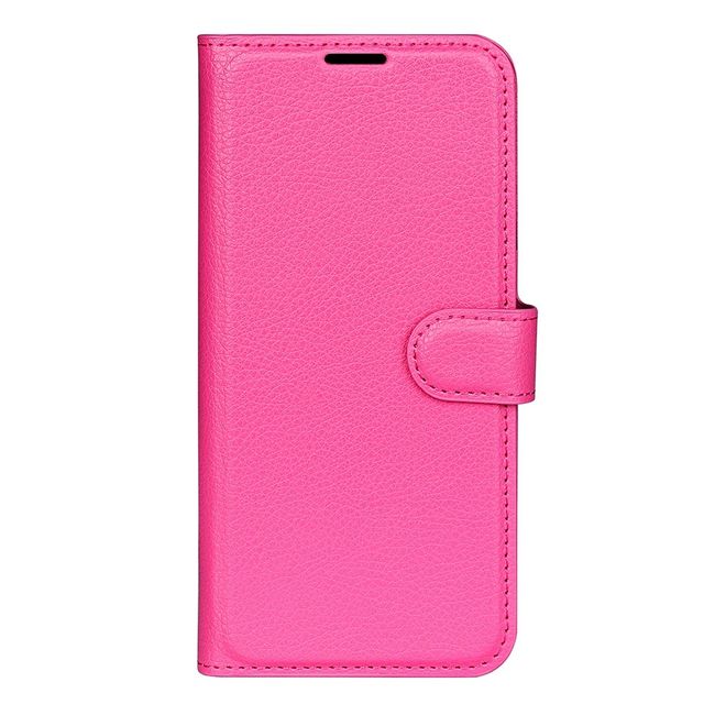 iPhone 14 Pro Handy Hülle - Litchi Leder Bookcover Series - pink