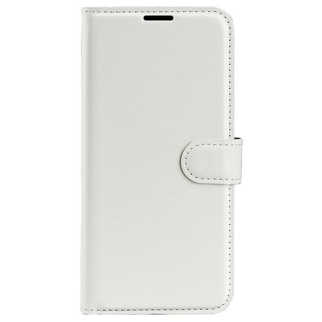 iPhone 14 Plus Handy Hülle - Litchi Leder Bookcover Series - weiss