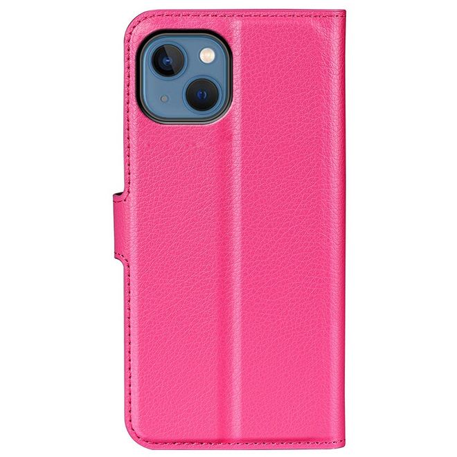 iPhone 14 Plus Handy Hülle - Litchi Leder Bookcover Series - pink