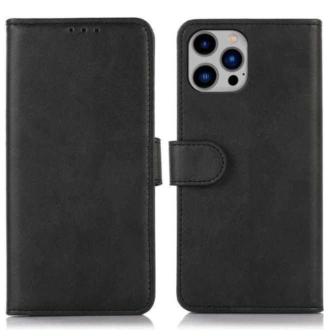 iPhone 14 Plus Phone Case - Leather Book Cover - PU Leather Stand Wallet Series - Black