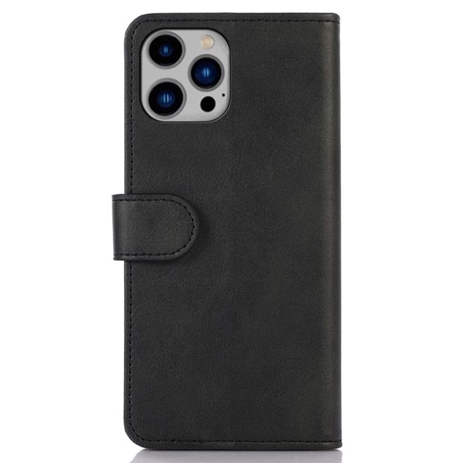 iPhone 14 Plus Phone Case - Leather Book Cover - PU Leather Stand Wallet Series - Black