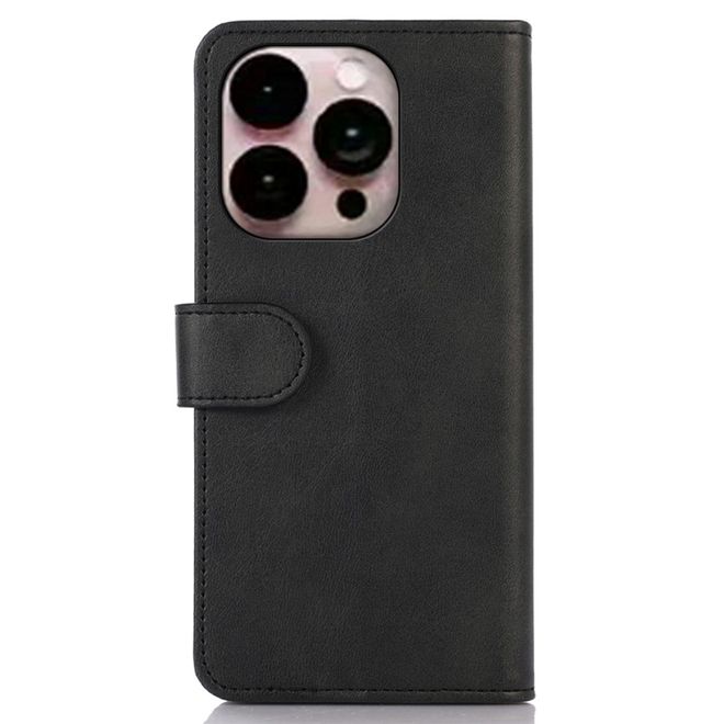 iPhone 14 Pro Max Handy Hülle - Leder Bookcover - PU Leather Stand Wallet Series - schwarz
