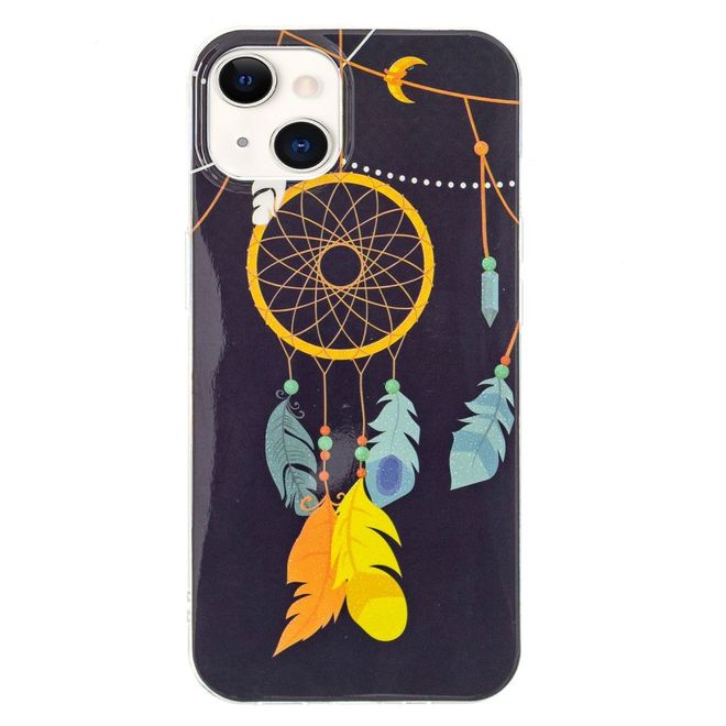 iPhone 14 Plus Phone Case - Luminous Case - Softcase Image Plastic Series - Golden Dreamcatcher