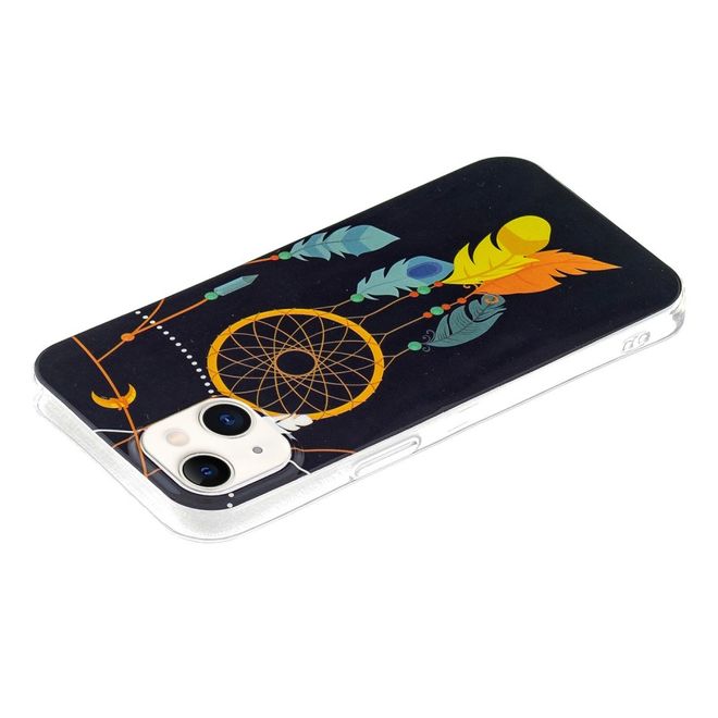 iPhone 14 Plus Phone Case - Luminous Case - Softcase Image Plastic Series - Golden Dreamcatcher