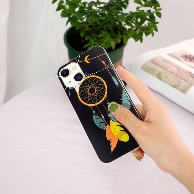 iPhone 14 Plus Phone Case - Luminous Case - Softcase Image Plastic Series - Golden Dreamcatcher