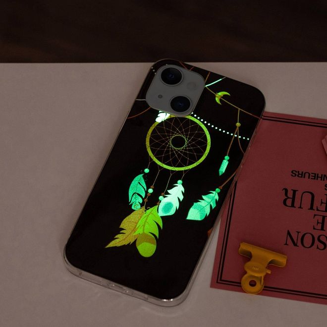 iPhone 14 Plus Phone Case - Luminous Case - Softcase Image Plastic Series - Golden Dreamcatcher