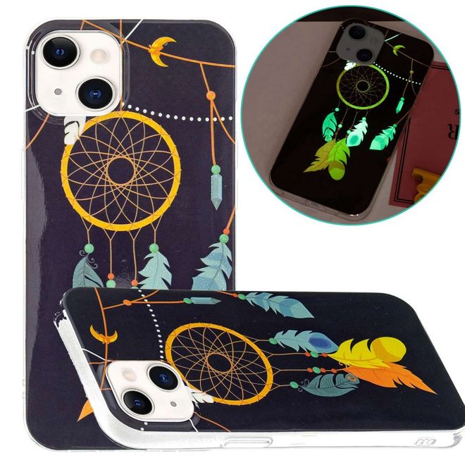 iPhone 14 Plus Phone Case - Luminous Case - Softcase Image Plastic Series - Golden Dreamcatcher