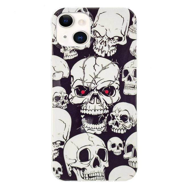 iPhone 14 Plus Handyhülle - Leuchtendes Case - Softcase Image Plastik Series - Totenkopf