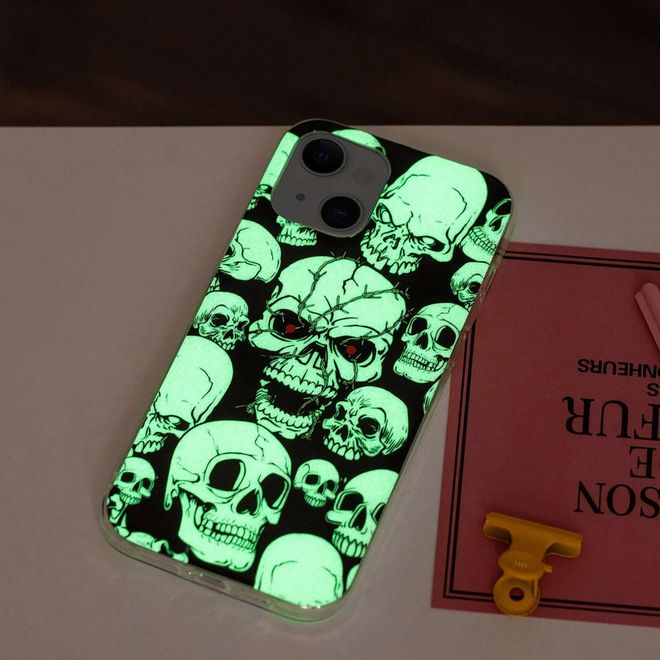 iPhone 14 Plus Handyhülle - Leuchtendes Case - Softcase Image Plastik Series - Totenkopf