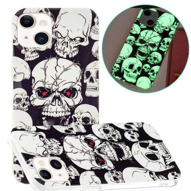 iPhone 14 Plus Handyhülle - Leuchtendes Case - Softcase Image Plastik Series - Totenkopf