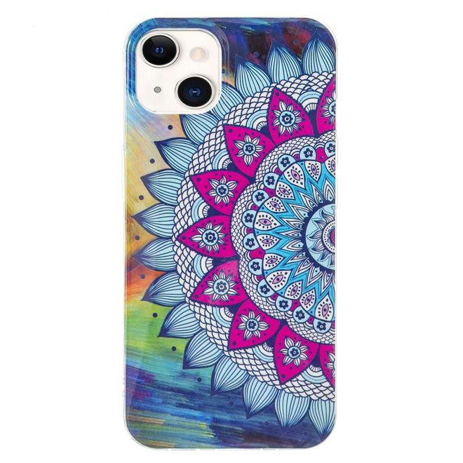 iPhone 14 Plus Handyhülle - Leuchtendes Case - Softcase Image Plastik Series - Blumen-Mandala