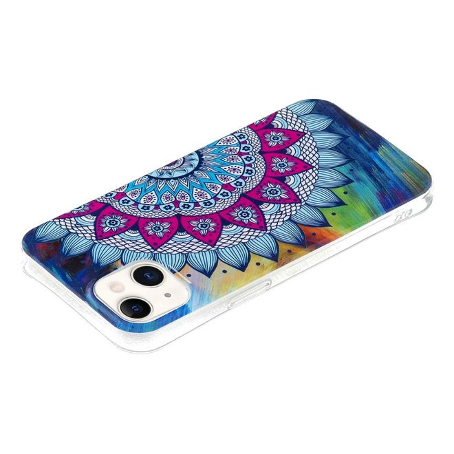 iPhone 14 Plus Handyhülle - Leuchtendes Case - Softcase Image Plastik Series - Blumen-Mandala