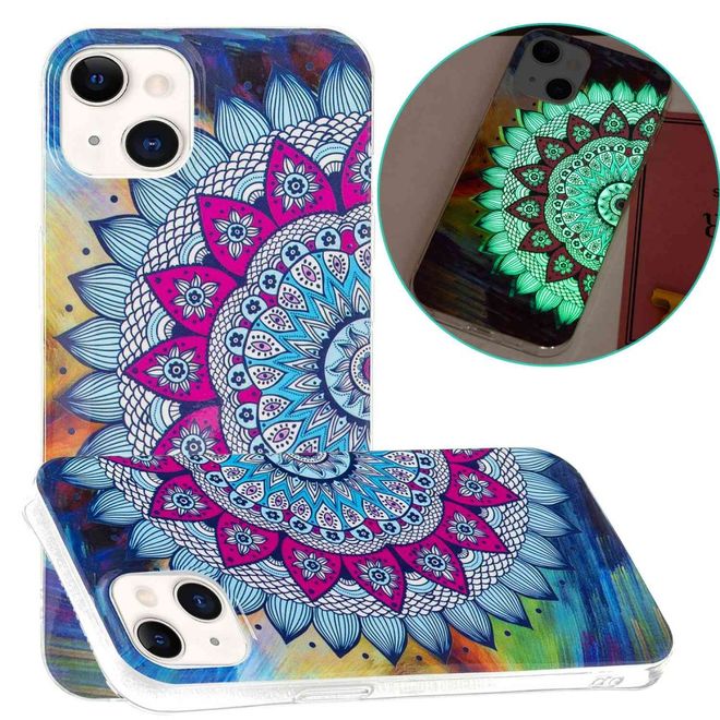 iPhone 14 Plus Handyhülle - Leuchtendes Case - Softcase Image Plastik Series - Blumen-Mandala
