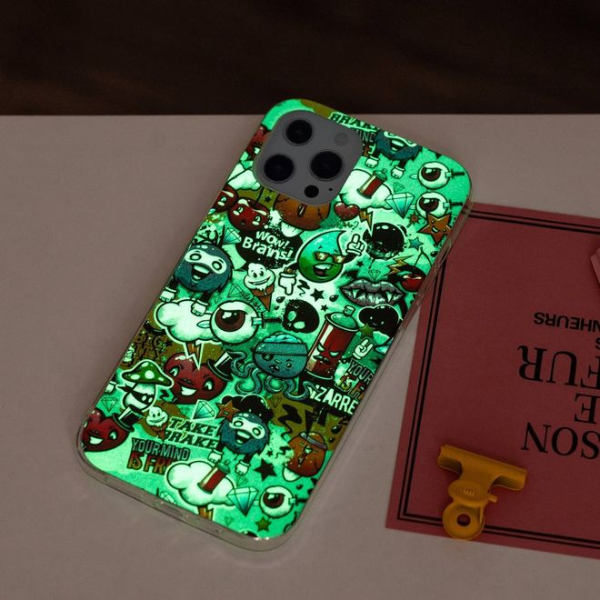 Coque pour iPhone 14 Pro - Coque lumineuse - Coque souple en plastique avec images - Émojis variés