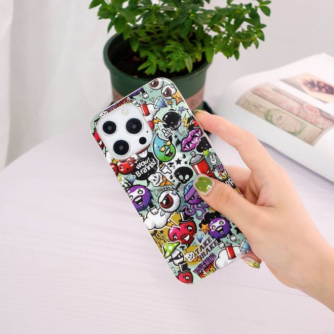 Coque pour iPhone 14 Pro - Coque lumineuse - Coque souple en plastique avec images - Émojis variés