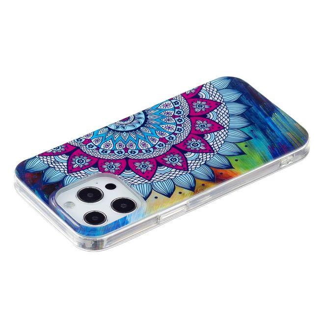 iPhone 14 Pro Handyhülle - Leuchtendes Case - Softcase Image Plastik Series - Blumen-Mandala