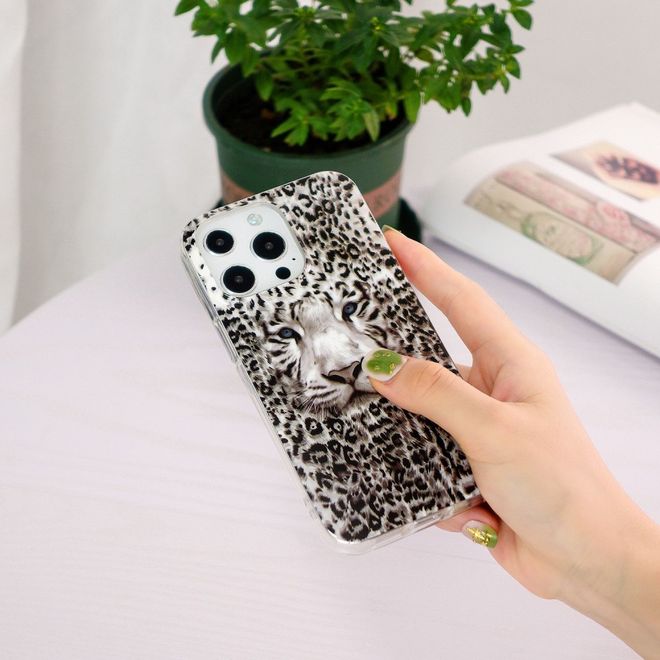 iPhone 14 Pro Handyhülle - Leuchtendes Case - Softcase Image Plastik Series - Leopardenmuster & Tiger
