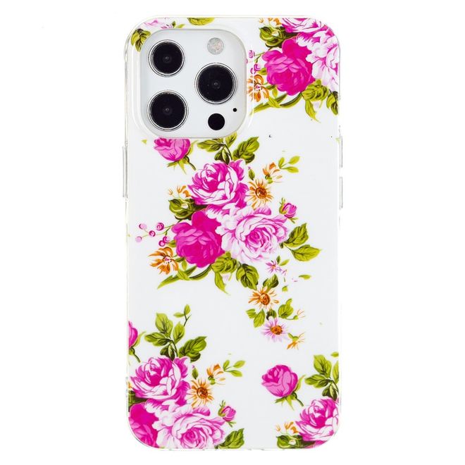 Coque pour iPhone 14 Pro Max - Coque lumineuse - Série Image Plastic - Fleurs roses