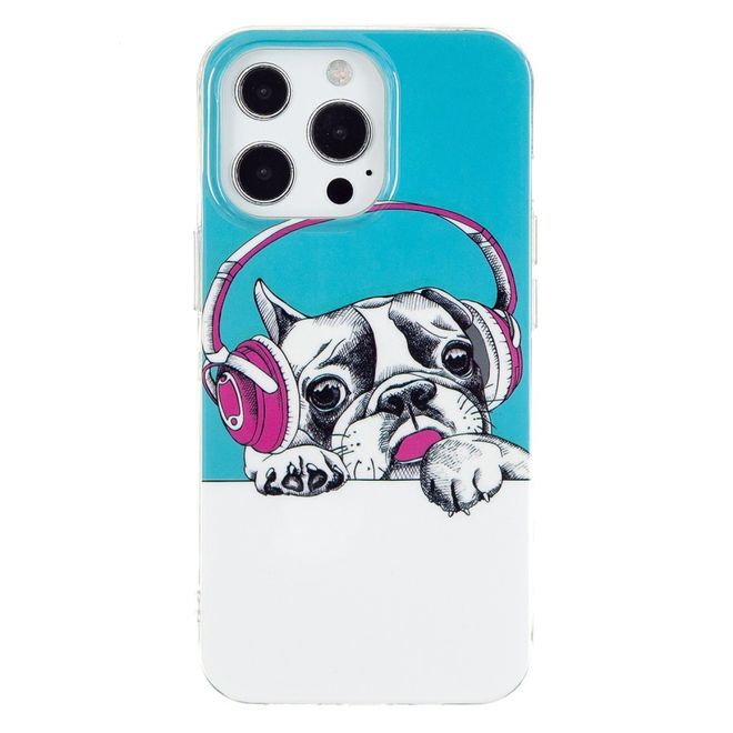 Coque pour iPhone 14 Pro Max - Coque lumineuse - Coque souple Image Plastic Series - Chien avec casque audio