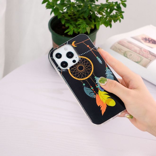 Coque pour iPhone 14 Pro Max - Coque lumineuse - Série Image Plastic - Attrape-rêves doré