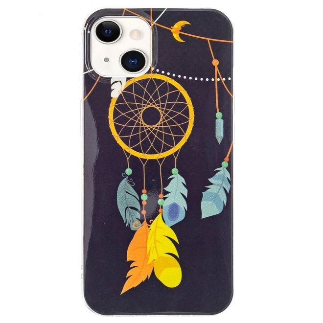 iPhone 14 Handyhülle - Leuchtendes Case - Softcase Image Plastik Series - goldener Traumfänger