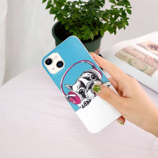 iPhone 14 Phone Case - Light-Up Case - Softcase Image Plastic Series - Dog with Headset