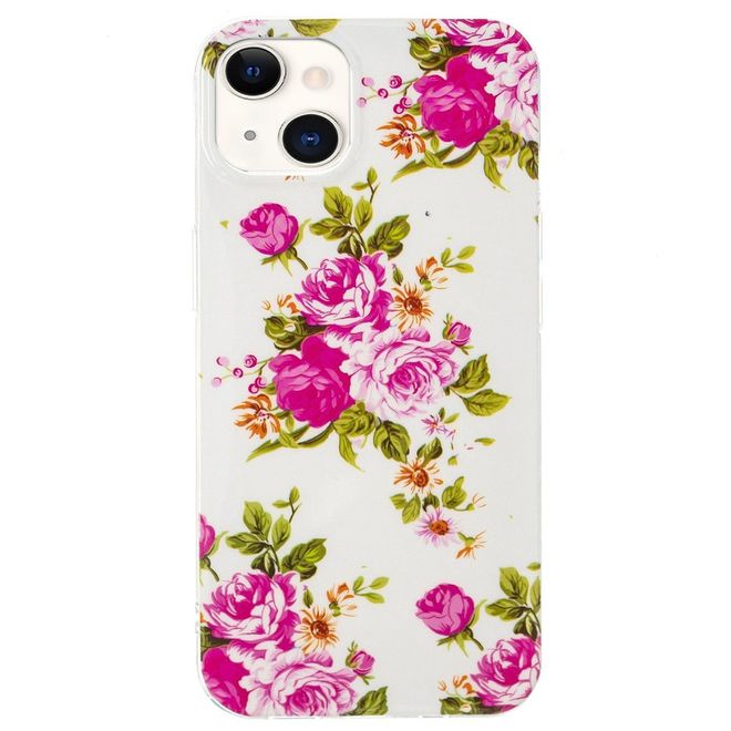 iPhone 14 Phone Case - Glowing Case - Softcase Image Plastic Series - Pink Flowers