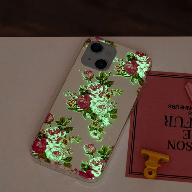 iPhone 14 Phone Case - Glowing Case - Softcase Image Plastic Series - Pink Flowers