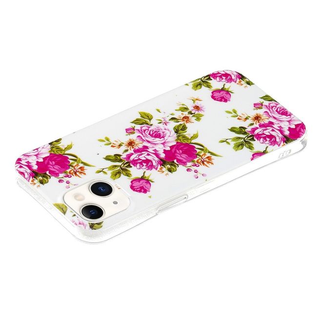 iPhone 14 Phone Case - Glowing Case - Softcase Image Plastic Series - Pink Flowers