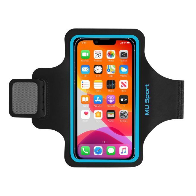 MU Sport - Universal Sport Armband für Smartphones bis 6.5" (max 160 x 85 mm) - schwarz/blau