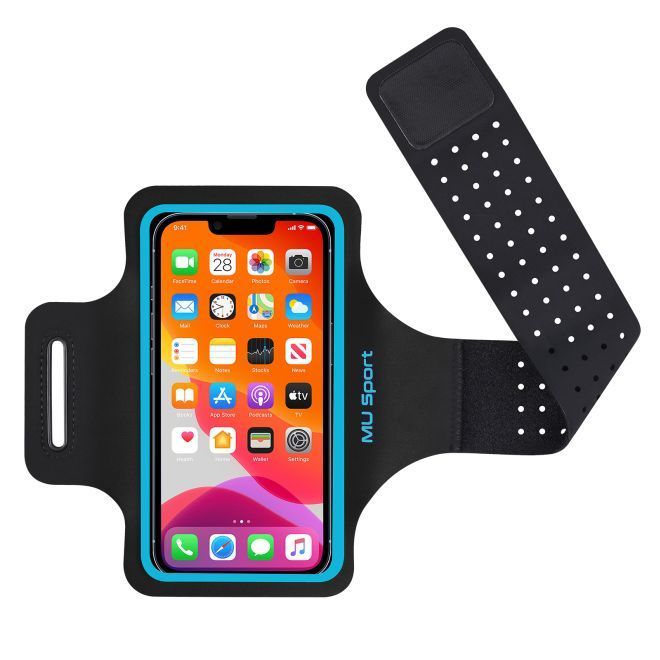 MU Sport - Universal Sport Armband für Smartphones bis 6.5" (max 160 x 85 mm) - schwarz/blau