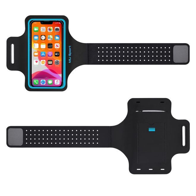 MU Sport - Universal Sport Armband für Smartphones bis 6.5" (max 160 x 85 mm) - schwarz/blau