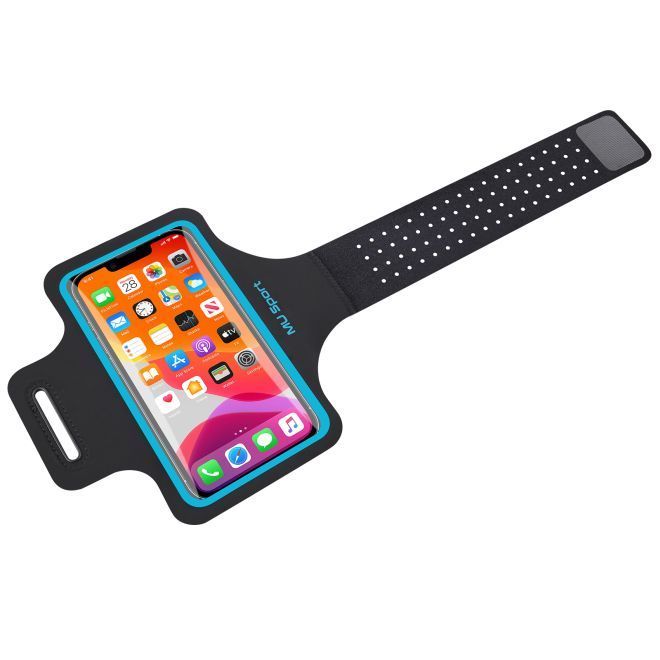 MU Sport - Universal Sport Armband für Smartphones bis 6.5" (max 160 x 85 mm) - schwarz/blau