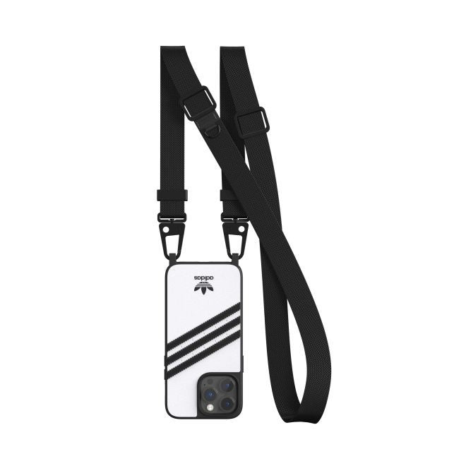 Adidas - iPhone 14 Pro Hülle - Kunstleder Hardcase - OR Necklace Case Series - weiss