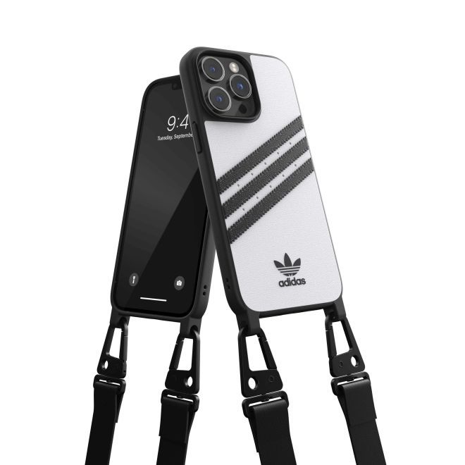 Adidas - iPhone 14 Pro Max Hülle - Kunstleder Hardcase - OR Necklace Case Series - weiss