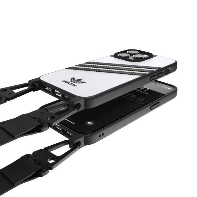 Adidas - iPhone 14 Pro Max Hülle - Kunstleder Hardcase - OR Necklace Case Series - weiss