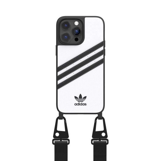Adidas - iPhone 14 Pro Max Hülle - Kunstleder Hardcase - OR Necklace Case Series - weiss