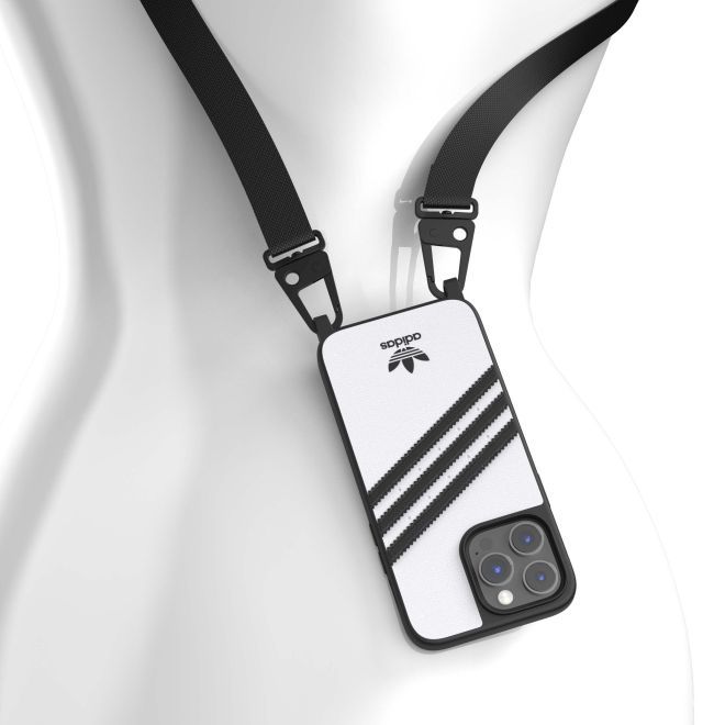 Adidas - iPhone 14 Pro Max Hülle - Kunstleder Hardcase - OR Necklace Case Series - weiss