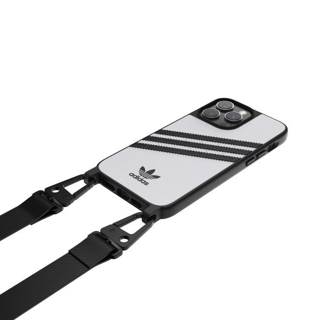 Adidas - iPhone 14 Pro Max Hülle - Kunstleder Hardcase - OR Necklace Case Series - weiss