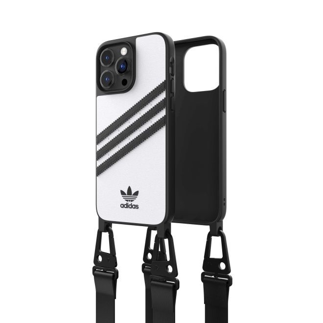 Adidas - iPhone 14 Pro Max Hülle - Kunstleder Hardcase - OR Necklace Case Series - weiss
