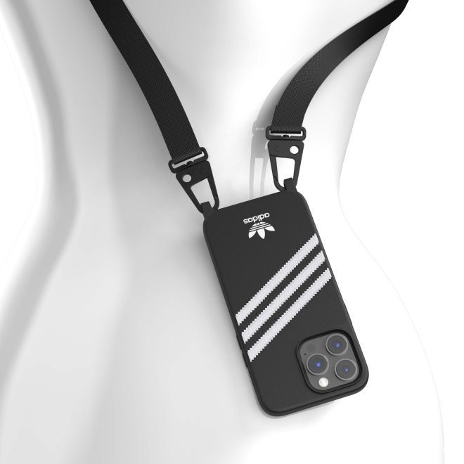 Adidas - iPhone 14 Pro Hülle - Kunstleder Hardcase - OR Necklace Case Series - schwarz