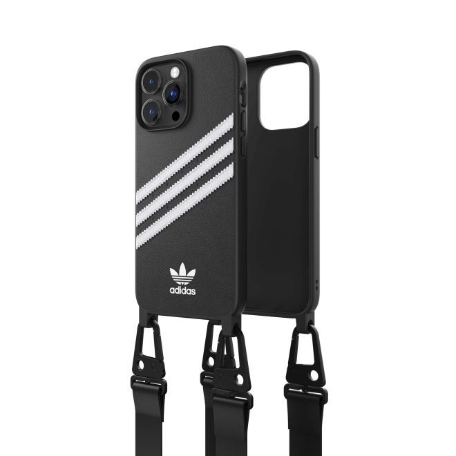 Adidas - iPhone 14 Pro Hülle - Kunstleder Hardcase - OR Necklace Case Series - schwarz
