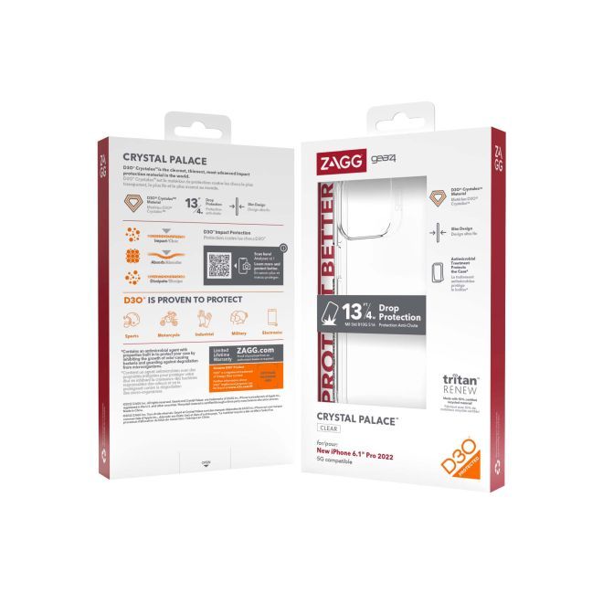 Gear4 - iPhone 14 Pro Hülle - Backcover - Aufprallschutz bis 4m - Crystal Palace - transparent