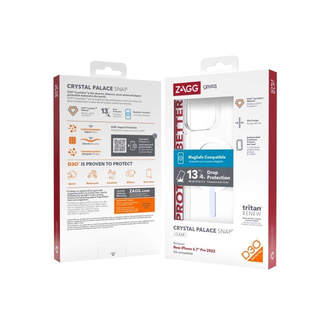 Gear4 - iPhone 14 Pro Max Hülle - Backcover - Aufprallschutz bis 4m - Crystal Palace Snap MagSafe Series - transparent