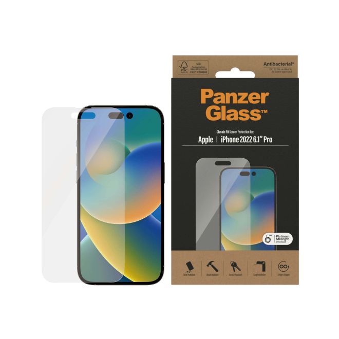 PanzerGlass - iPhone 14 Pro Displayschutz aus gehärtetem Glas - Classic Fit (2768) - transparent