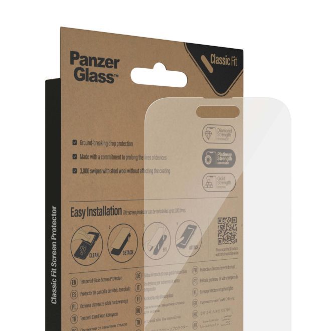 PanzerGlass - iPhone 14 Pro Displayschutz aus gehärtetem Glas - Classic Fit (2768) - transparent