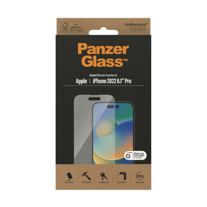 PanzerGlass - iPhone 14 Pro Displayschutz aus gehärtetem Glas - Classic Fit (2768) - transparent